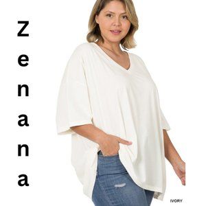 Zenana PLUS COTTON DROP SHOULDER OVERSIZED BOYFRIEND BOX TEE